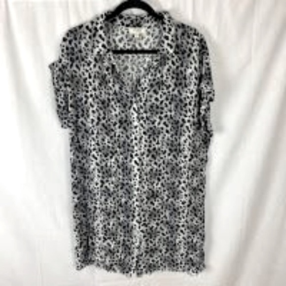 Umgee Leopard Print Button Down Shirt Dress Black/White Women's Size Small - Picture 1 of 10